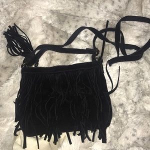 Mudd Black fringe leather handbag